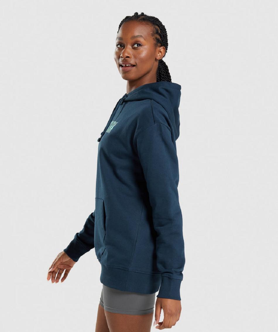 Sudadera Con Capucha Gymshark Apollo Oversized Mujer Azul Marino | CO 2034KOR